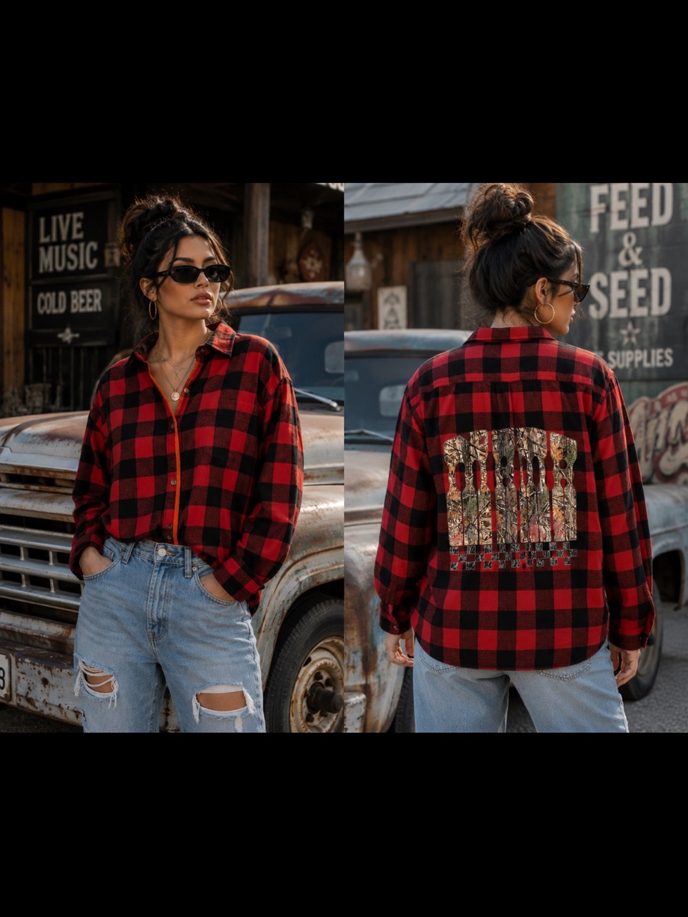 Red & Black Plaid Women’s Button-Up Shirt Jacket - Red/Black